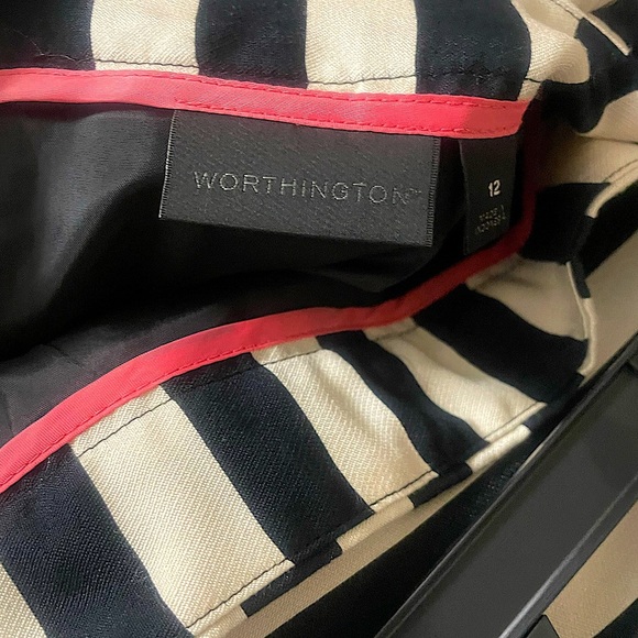 Worthington (Size 12) Black and White Striped Back Slit Mini Skirt - Picture 9 of 11